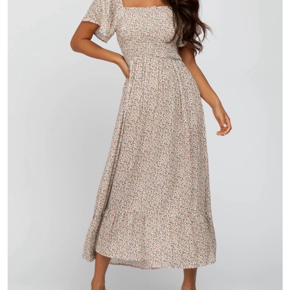 Floral Print Square Neck Dress